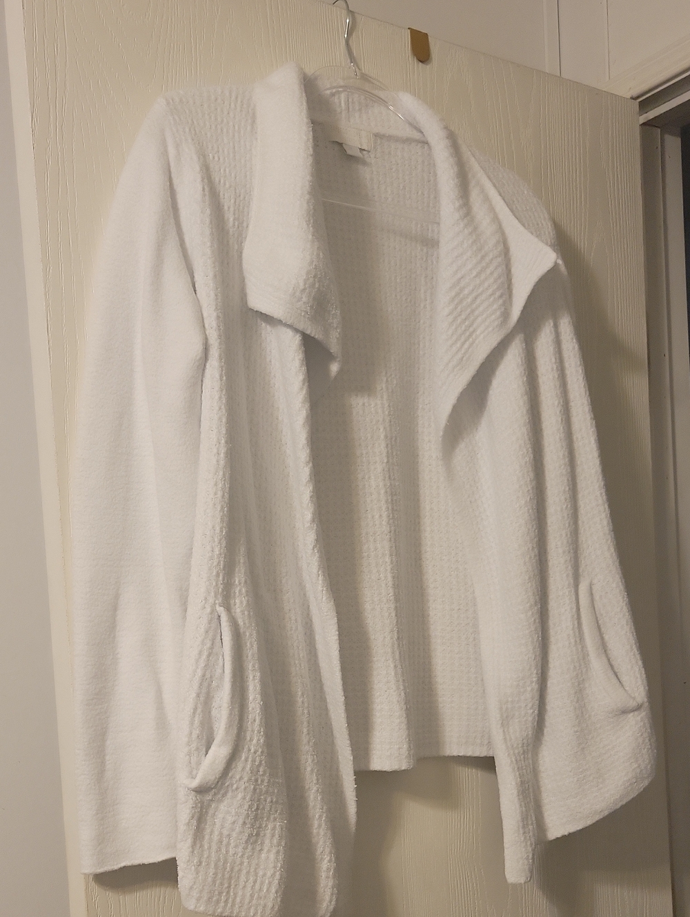 Barefoot Dreams Cozy Chic Lite White Open-Front Loungewear Cardigan